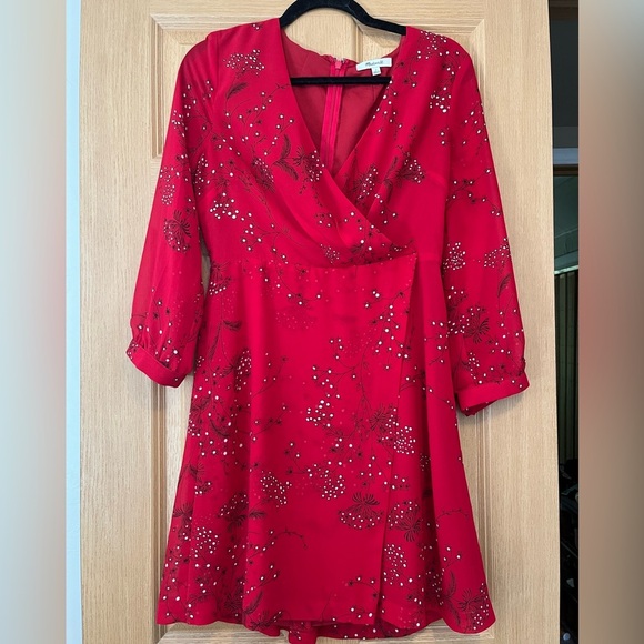 Madewell Dresses & Skirts - Madewell Hazelwood Red Floral Faux Wrap Mini Dress